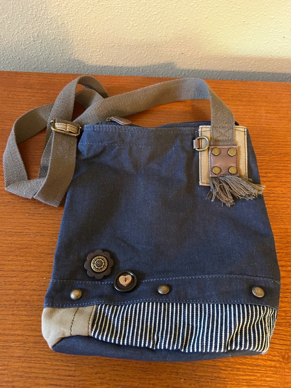Chala Purse Denim Canvas Cotton Crossbody Handbag